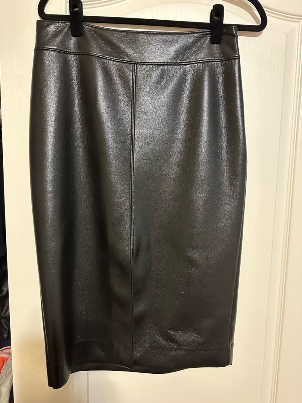 Babaton Black Faux Leather Pencil Skirt